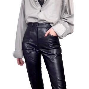 Wilfred Black High-Waisted Leather Pants